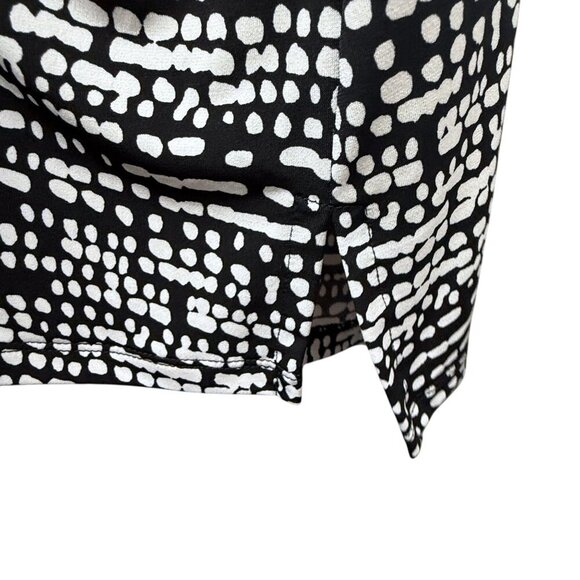 LIZ CLAIBORNE Tunic Top Plus Size 1X Slinky Stretch Black White Print Soutache - Picture 8 of 9